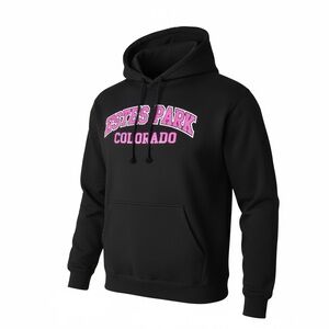 Black Hoodie with Pink Estes Park